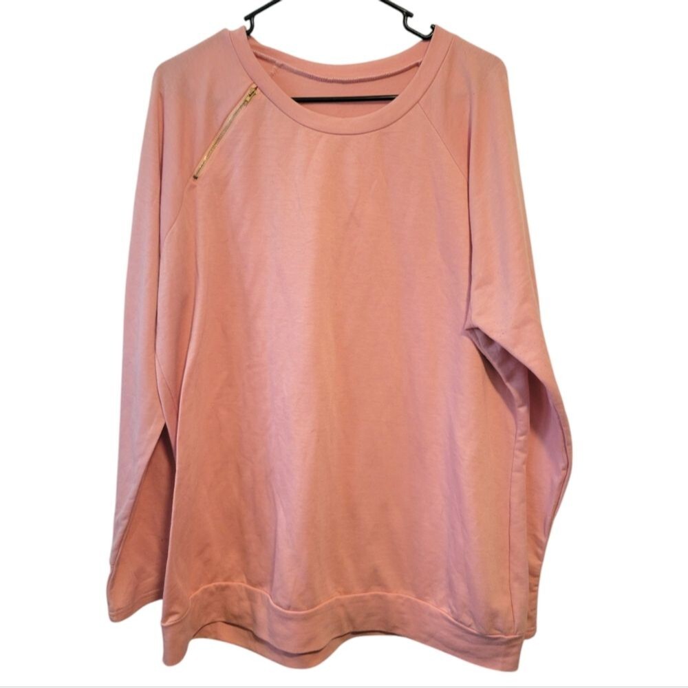 Light Pink Tunic Sweatshirt Size XXL Zip Shoulder